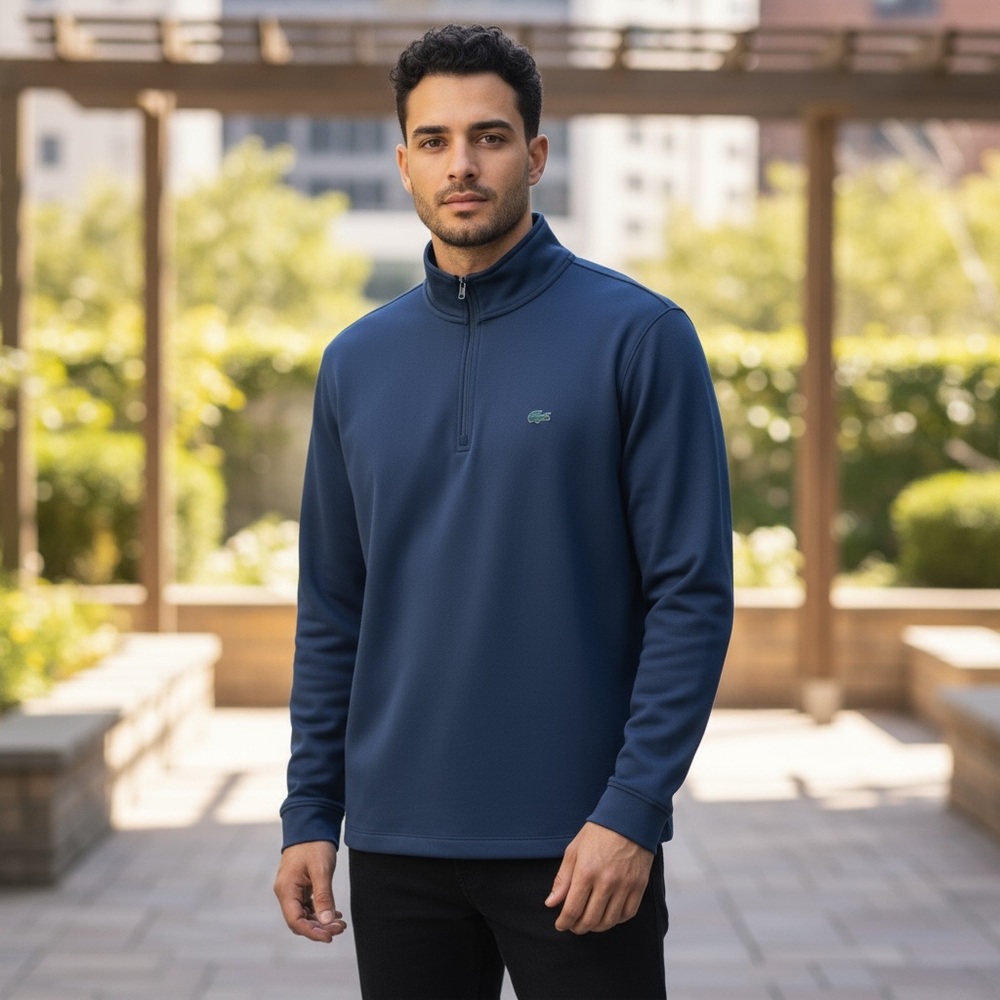 Lacoste Deep Blue Quarter-Zip Pullover